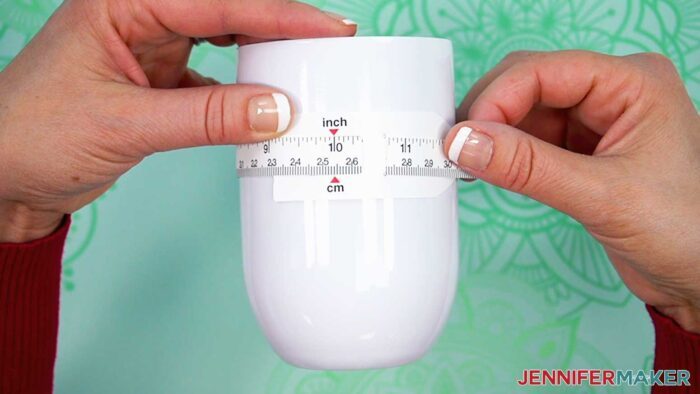 Measure around the widest part of the wine tumbler.