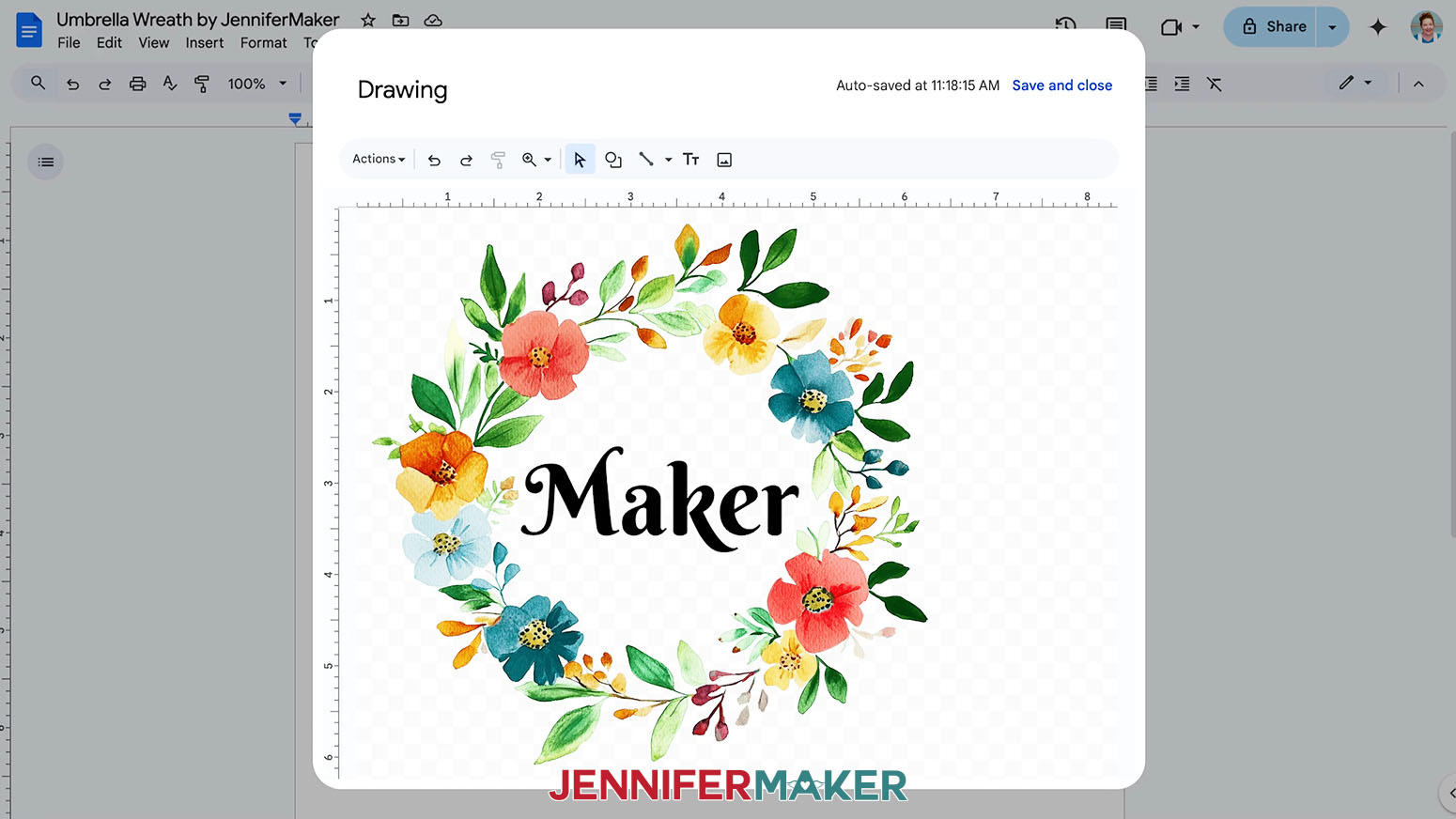 Center the word art inside the wreath of the sublimation umbrella design.