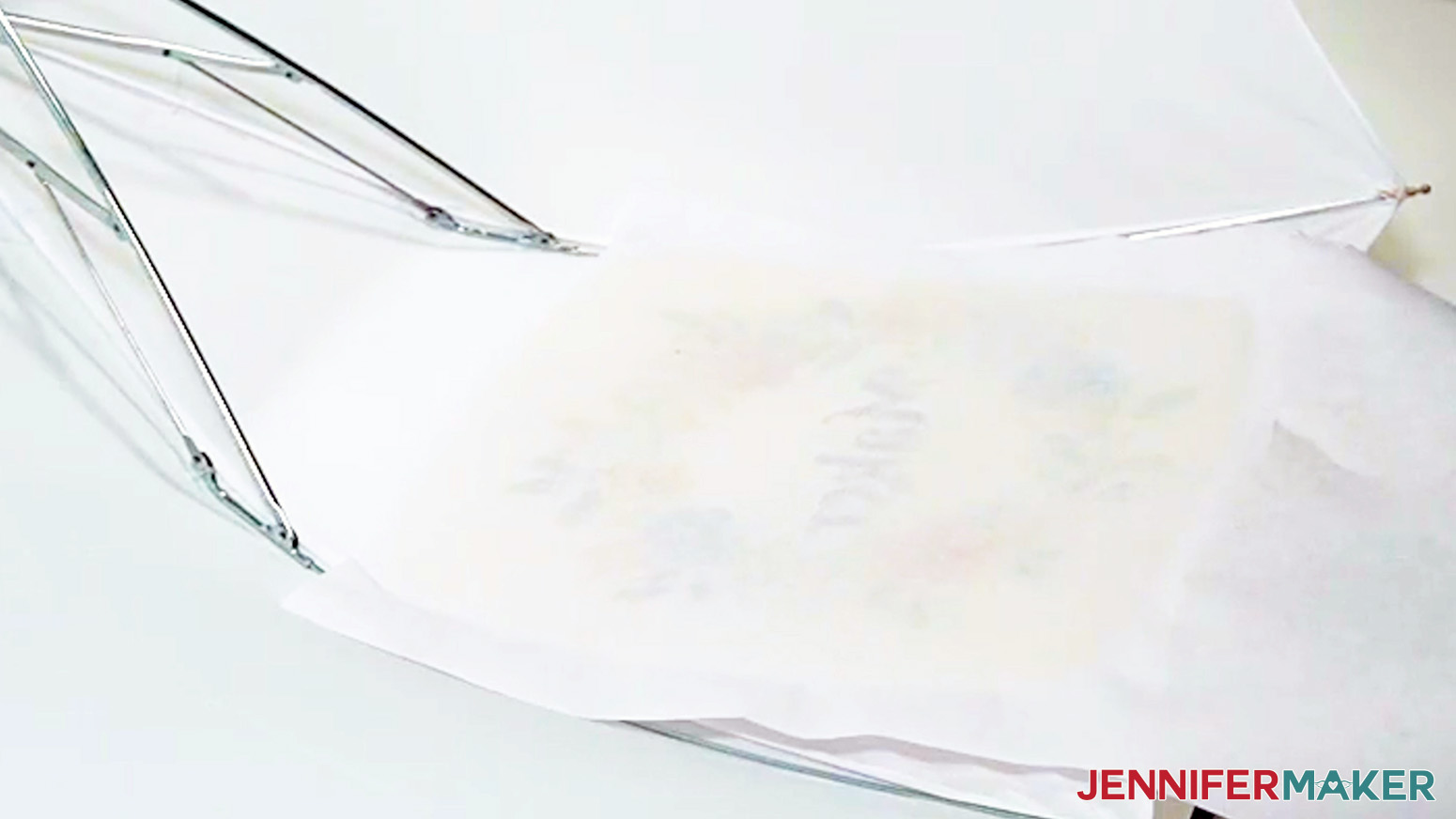 The design is pressed through the inside of the sublimation umbrella design.