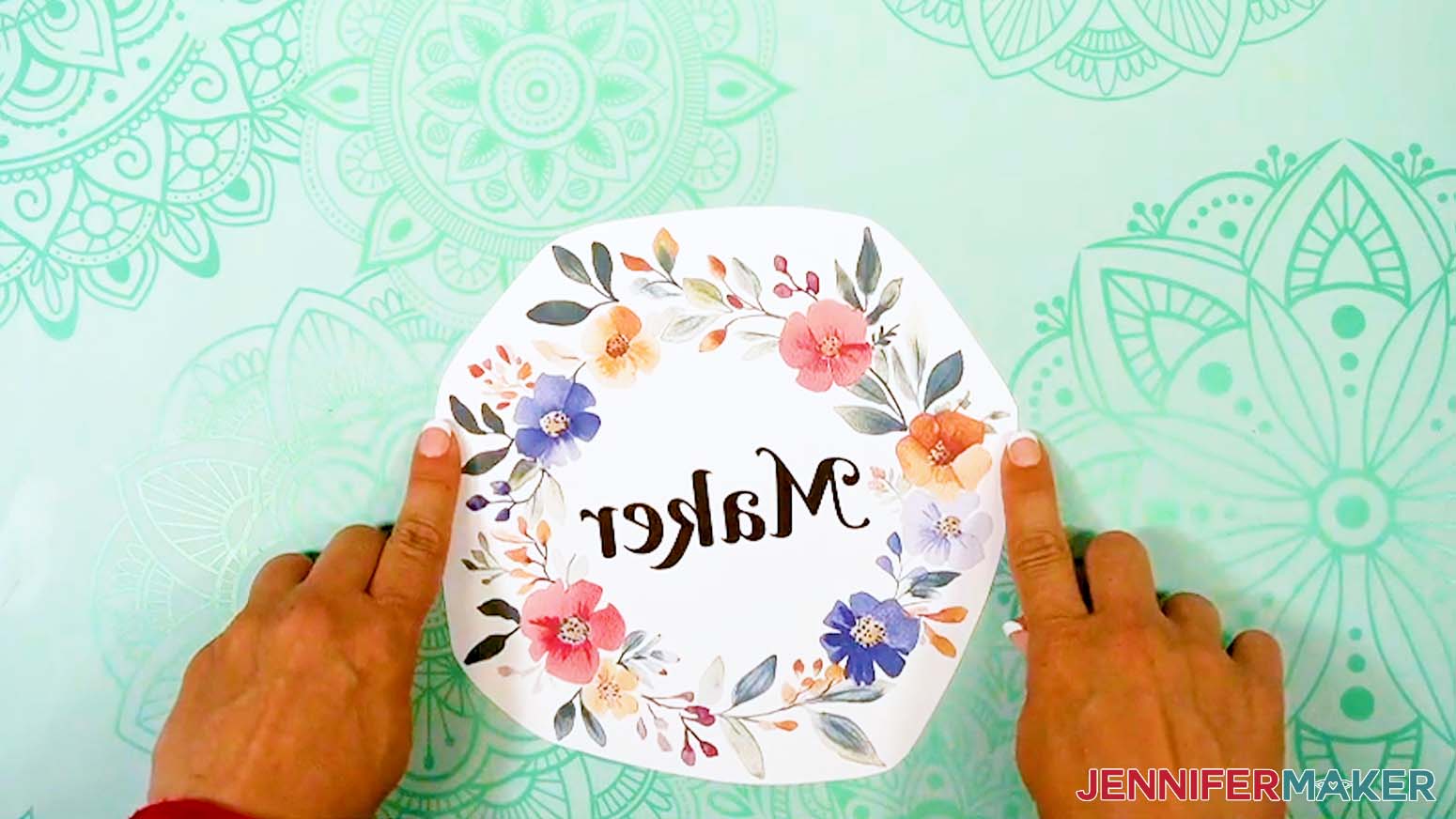 Trim the edges of the sublimation umbrella design.