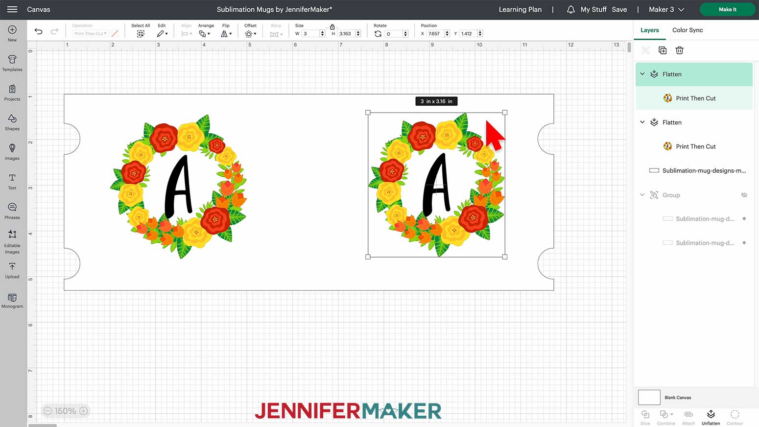 Make a duplicate of the wreath and move it to the other side of the template