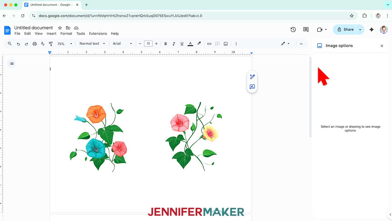 Center the images on the Google Docs page for the toilet paper sublimation design.