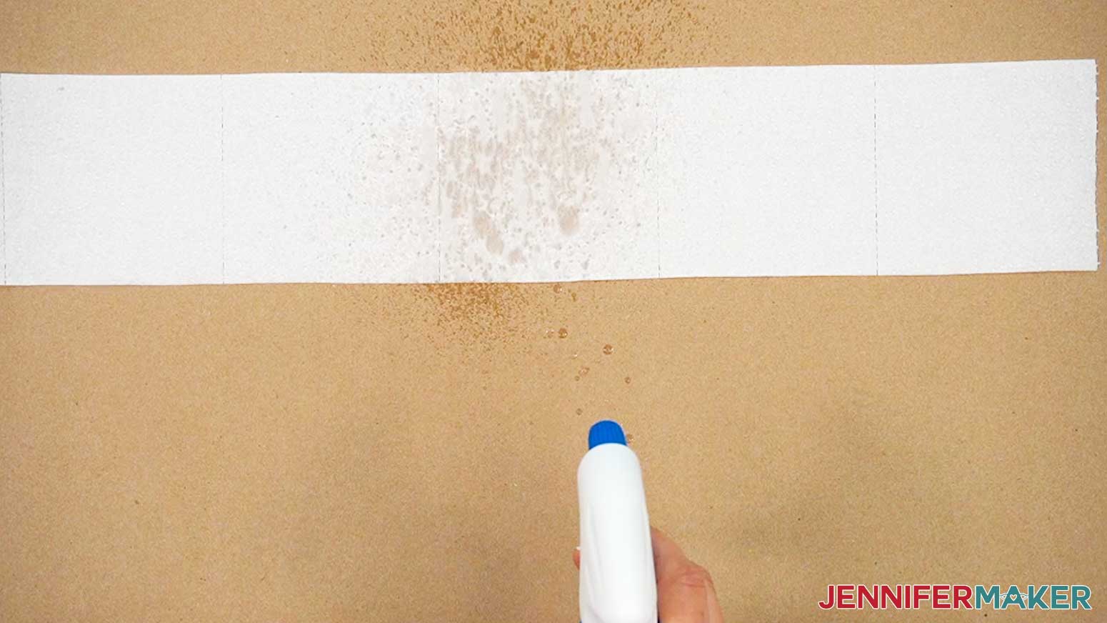 Lightly spray the third square from the end with Dyepress PolyTPro spray.