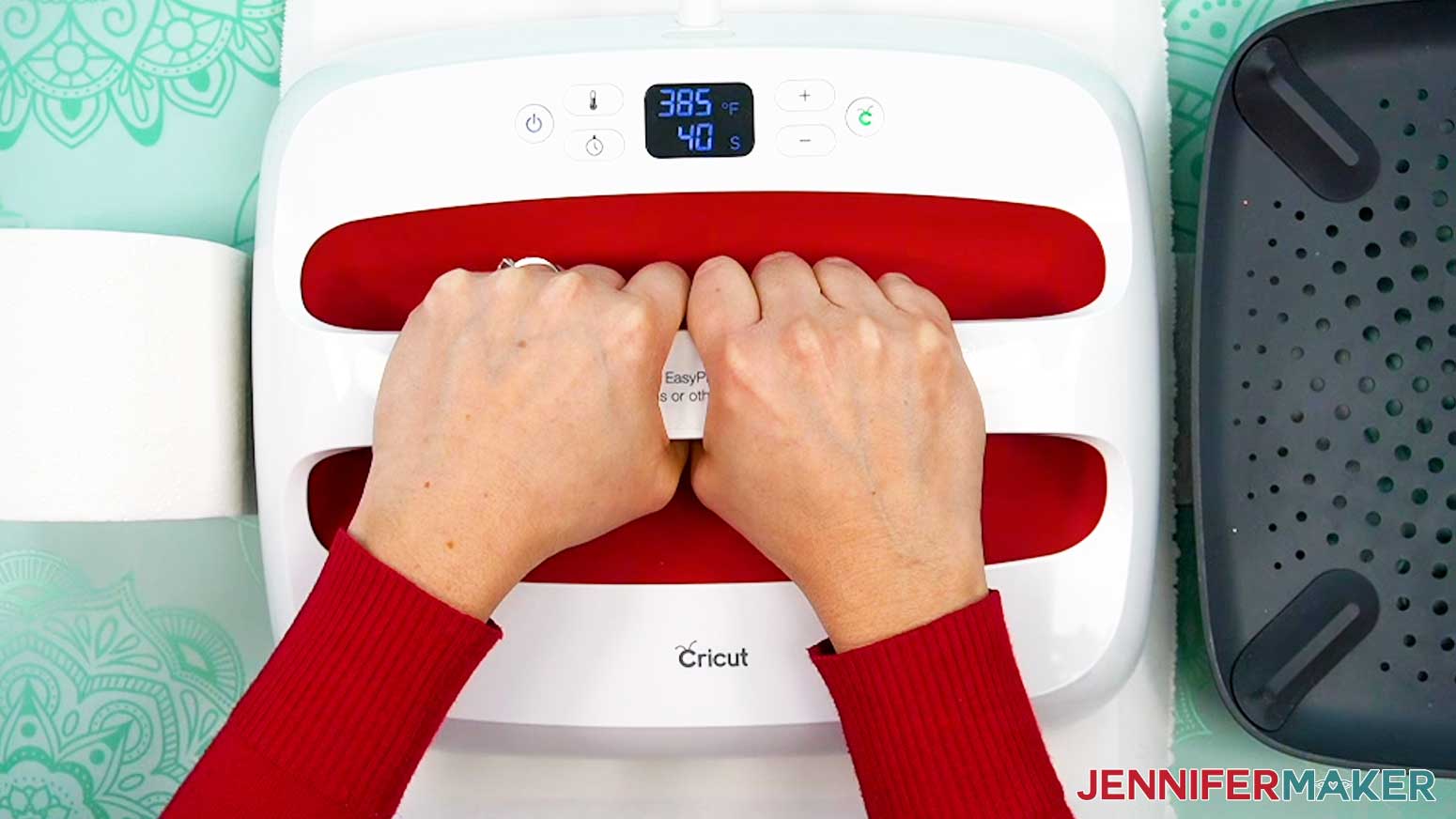 Preheat the toilet paper for several seconds to remove excess moisture and flatten and wrinkles prior to pressing the sublimation design.