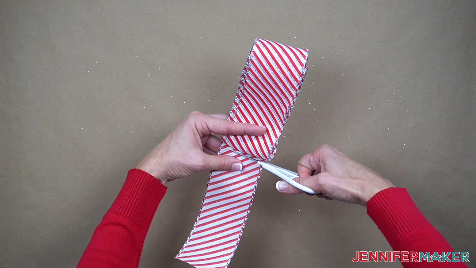 Trim off the top layer to use as the end ribbon pieces later.