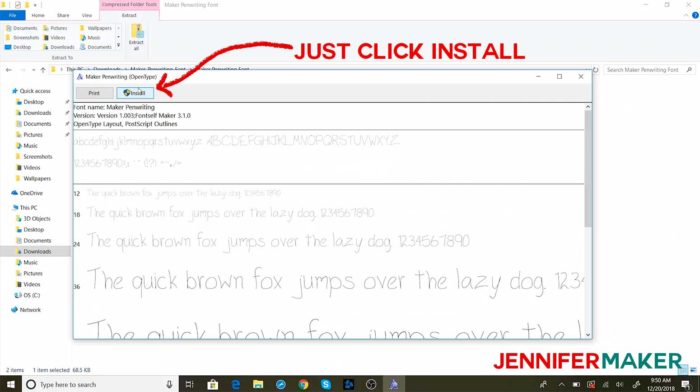 Installing a font in Windows 10 to upload and use in Cricut Design Space