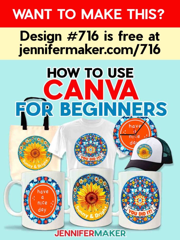 Want to Learn How To Use Canva For Beginners? Design #716 is free at jennifermaker.com/716. A collection of projects featuring the circle PNG designs with quotes. 