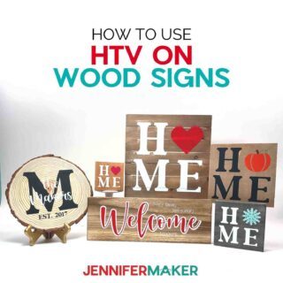 Wooden signs decorated with HTV