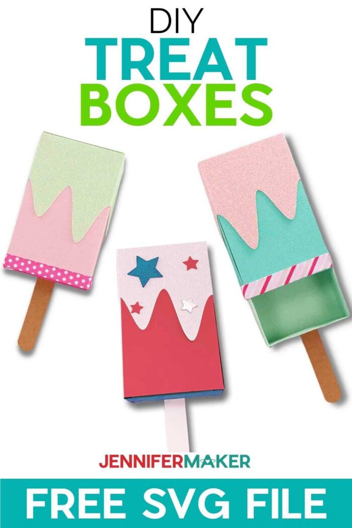 DIY Ice Cream Treat Boxes and Gift Card Holders - Free SVG Cut File for Cricut