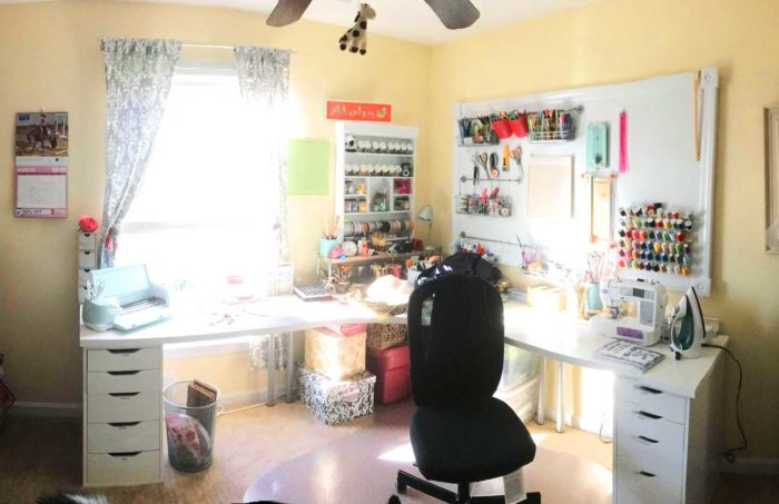 IKEA craft room tables and desk ideas and hacks by reader Aimee Landry