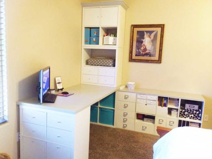 IKEA craft room tables and desk ideas and hacks by reader Alisha Lovett