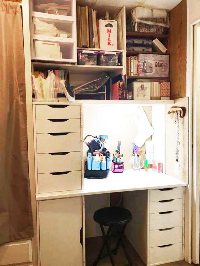 IKEA craft room tables and desk ideas and hacks by reader Carrie Hammond