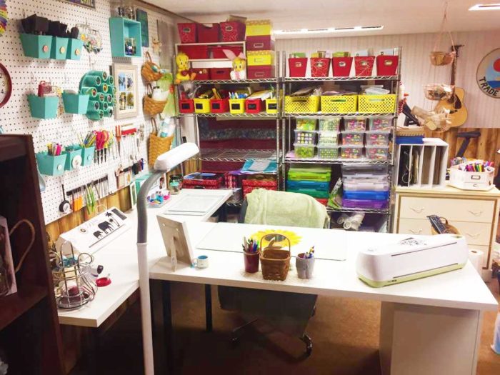 IKEA craft room tables and desk ideas and hacks by reader Cindy Reinert