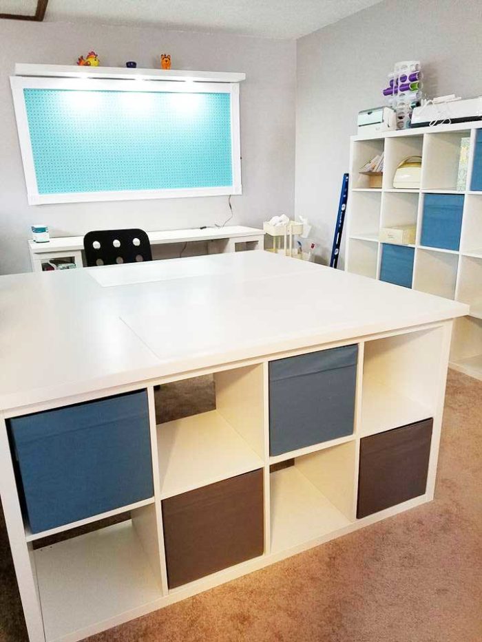 Cricut craft room and desk setup with all products from ikea