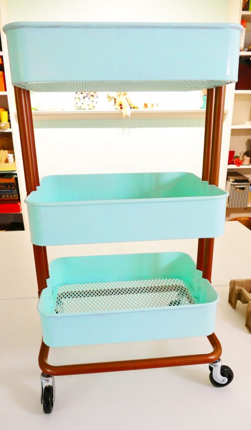 My painted IKEA Raskog Cart is all assembled and redy to decorate!