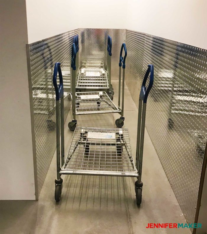 Flat-bed carts at IKEA are good for holding big things - a useful IKEA shopping tip