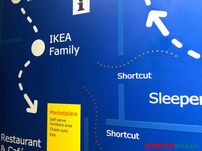 IKEA map showing the shortcuts, a useful IKEA shopping tip