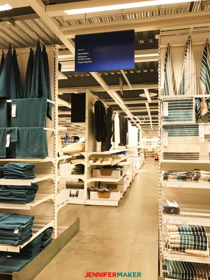 A blue shortcut sign at IKEA, a useful IKEA shopping tip