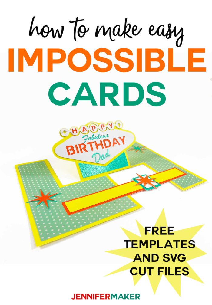 How to make easy impossible cards with templates and svg cut files #cardmaking #cricut #svgcutfile #birthdaycard