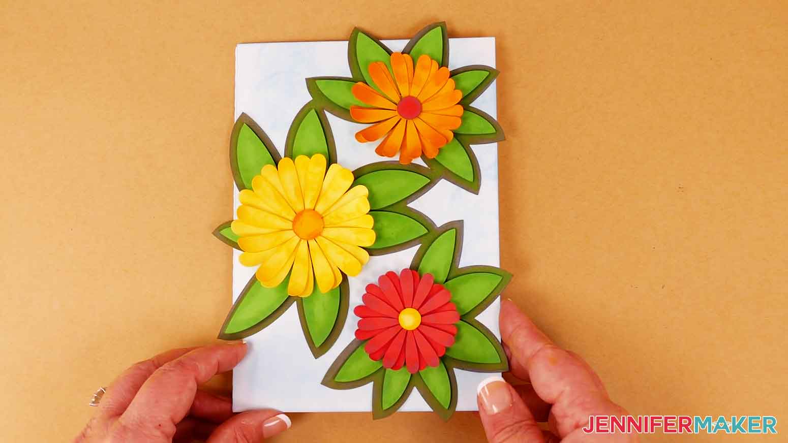 Complete layered daisy card design for Ink Cardstock Edges project.