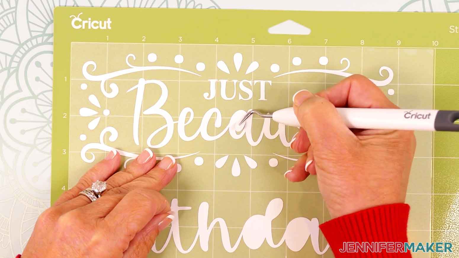 Make sure to weed all intricate areas in the letters and design.