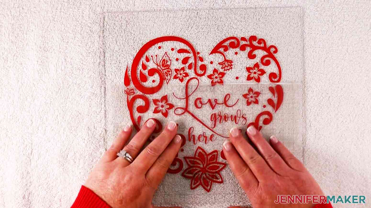 Removing transfer tape from intricate hearts decal