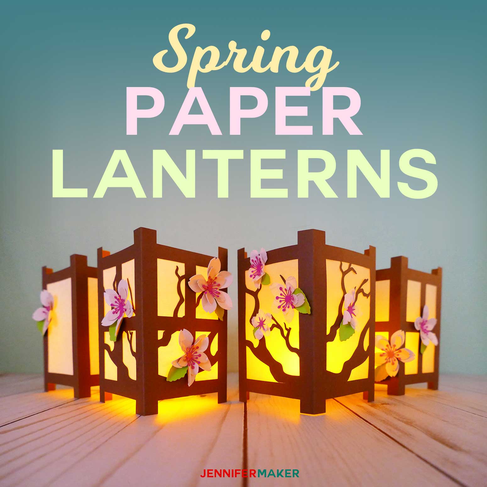 Japanese Paper Lanterns with Spring Flowers