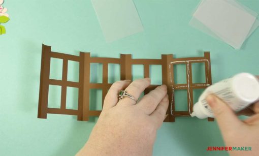 Gluing the window panes inside the Japanese Paper Lantern