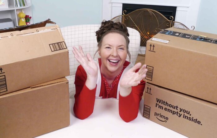 Jennifer Maker with Amazon Boxes