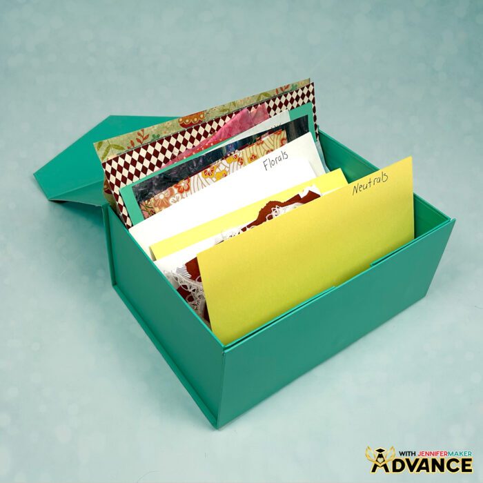Junk journal ephemera box you can learn to make in the Advance with JenniferMaker tutorial. Learn how to Make Junk Journals in the free main tutorial