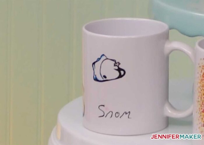 Kids freehand drawing mug made with Cricut Infusible Ink