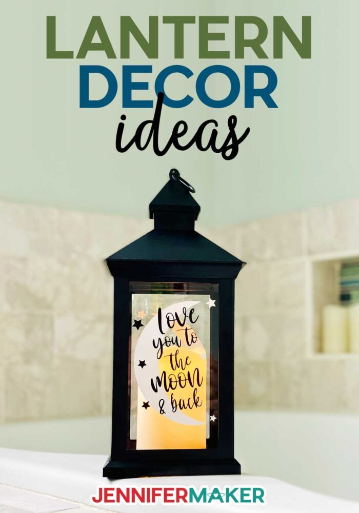 Lanterns Home Decor Ideas -- learn how to make a black LED lantern with black and white vinyl