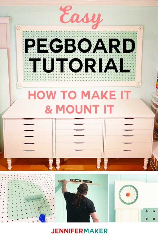 Large Framed Pegboard DIY Tutorial | How to Hang on Wall of Craft Room | Mounting Instructions | #pegboard #craftroom #organization