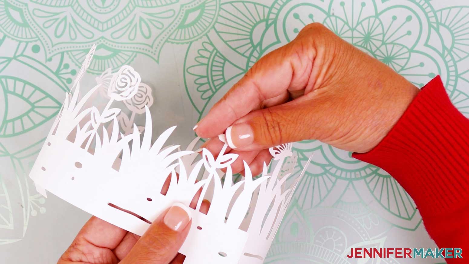 Gently curve the garden lantern elements to follow the shape of the layers.