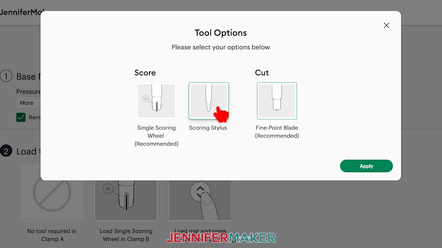 Optionally, click Edit Tools to select the Scoring Stylus instead of the scoring wheel.