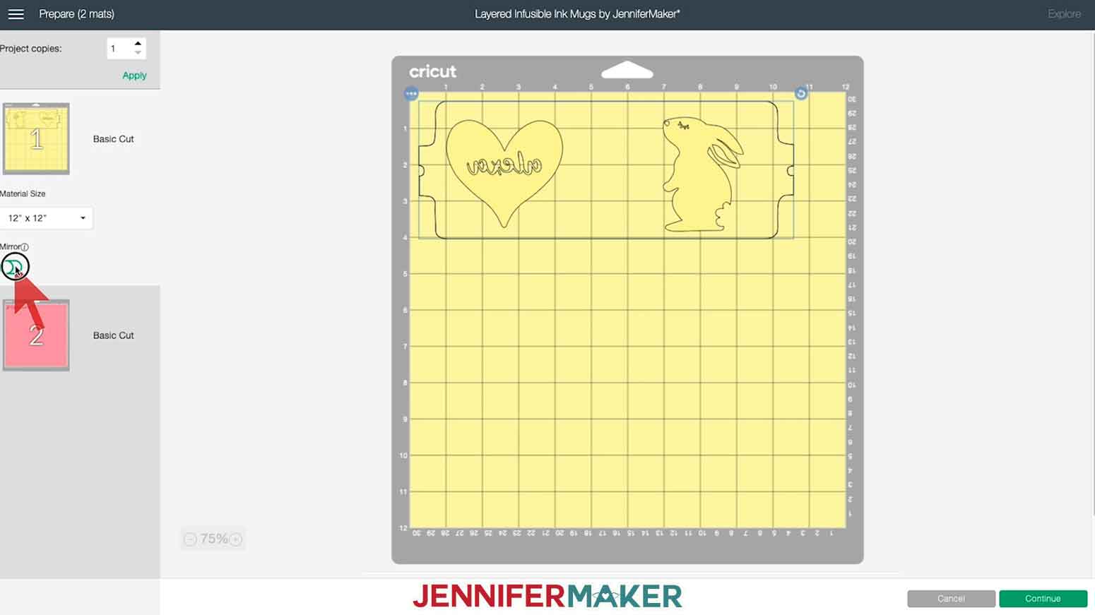 Mirroring a design for a layered Infusible Ink mug made with the Cricut Mug press