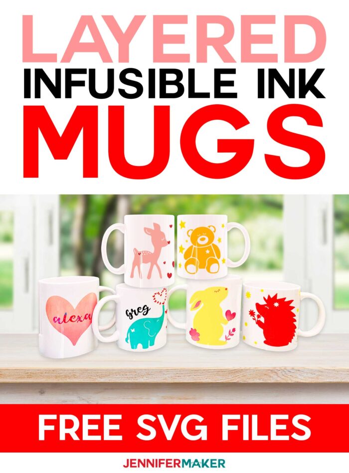 Layered Infusible Ink Mugs made colorful on the Cricut Mug Press #cricut #infusibleink #mugpress