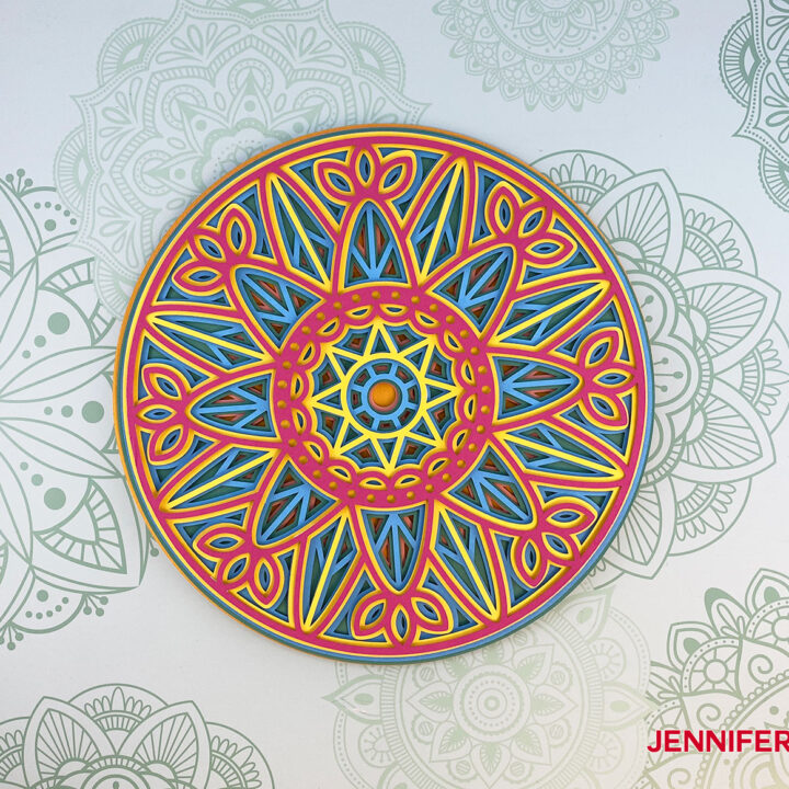 This is a completed six-layer mandala from cardstock