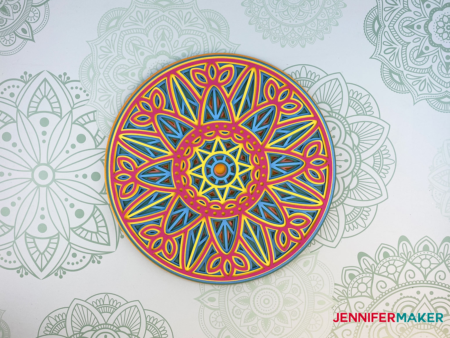 This is a completed six-layer mandala from cardstock