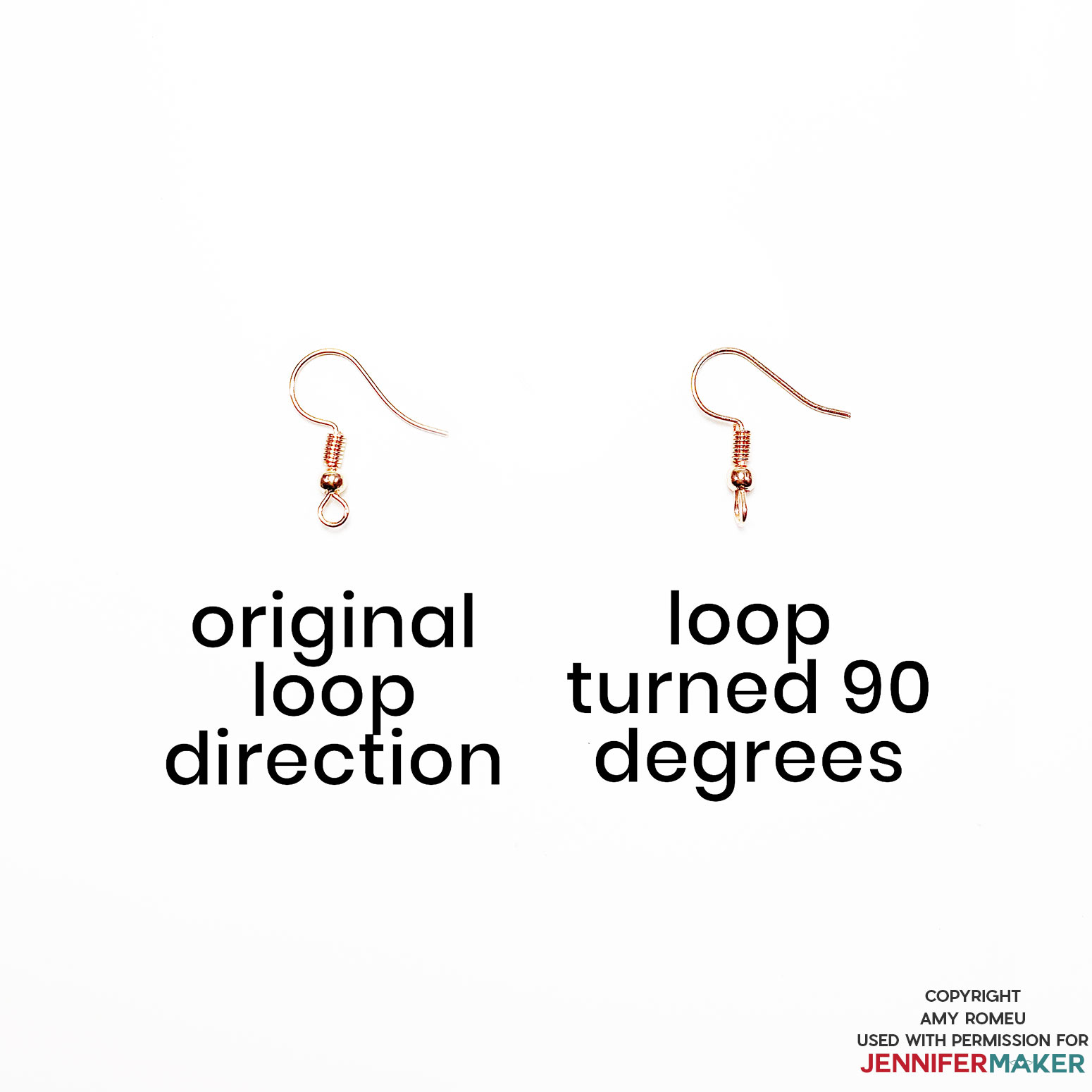 earring hook loops turned 90 degrees