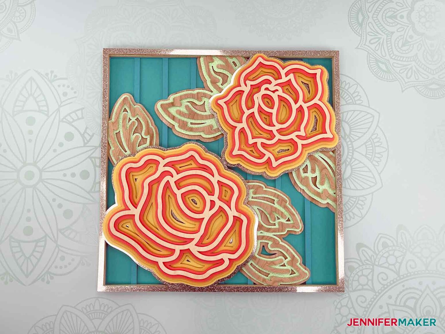 Layered Mandala Rose 3D: Cardstock or Wood Veneer Layers ...