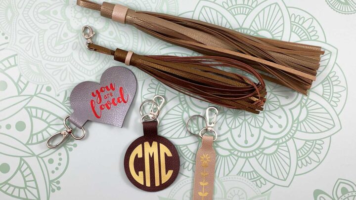 Community Stitched Leather Initial Keychains Set