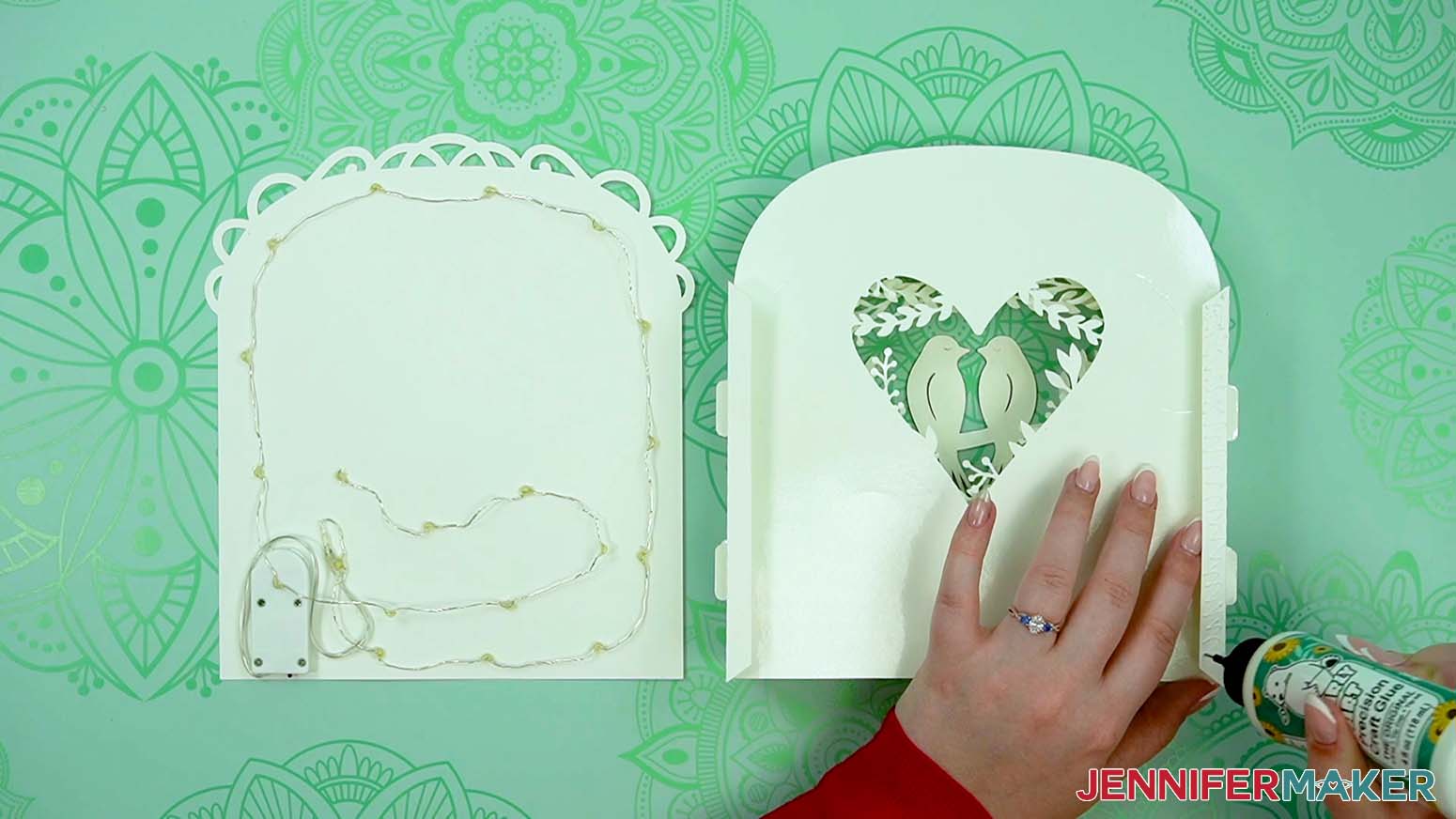 Glue the back tab to make a love paper lantern