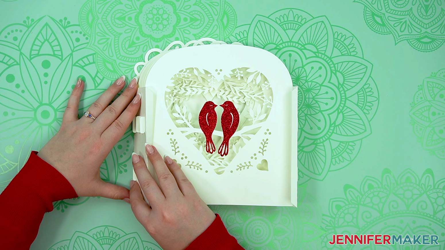 Press the back tab to adhere the glue to make a love paper lantern