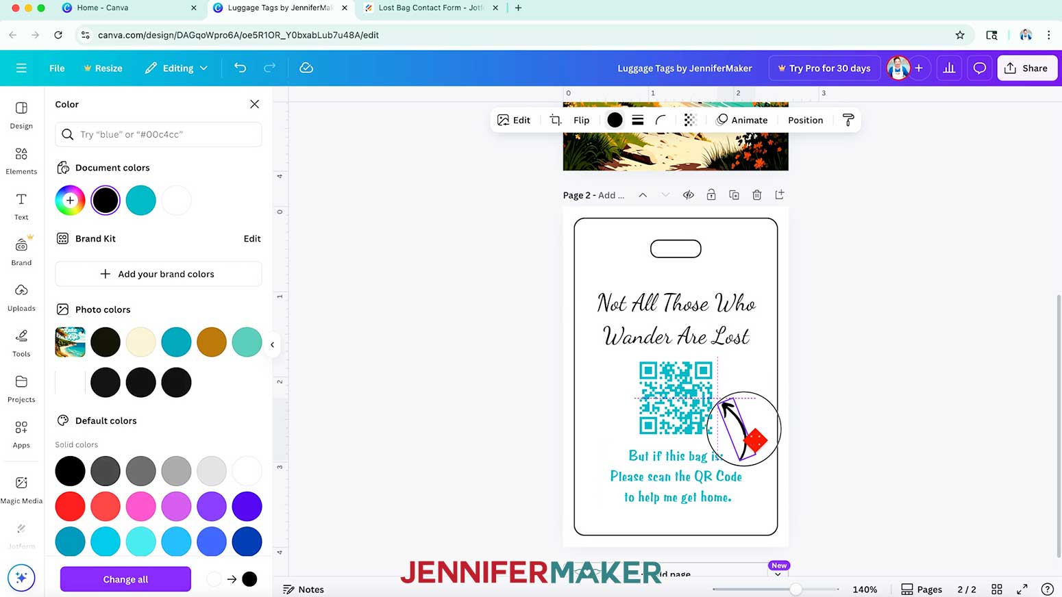 The cursor is moving the arrow into the position to point at the QR code.