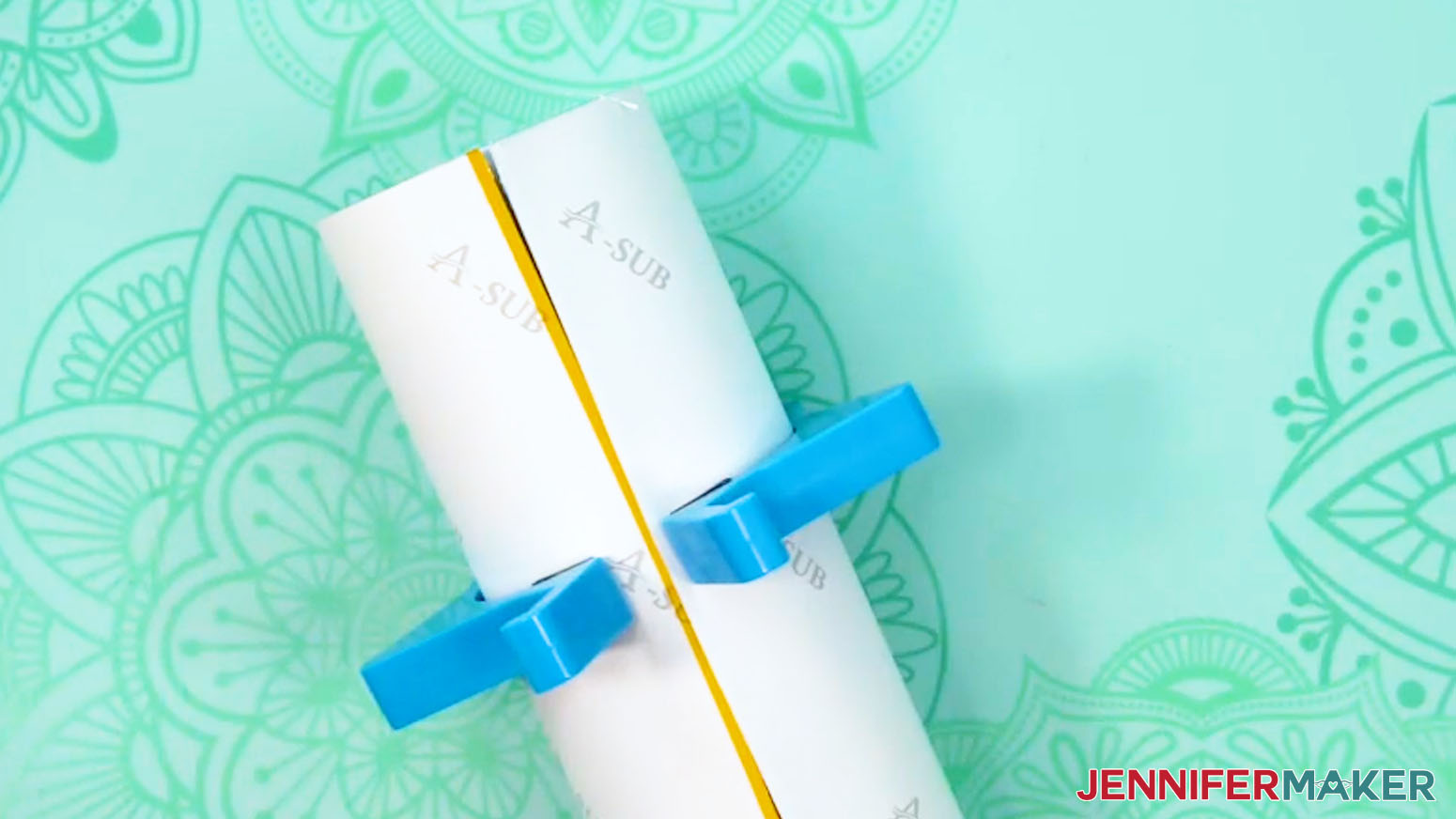 Use a tumbler clamp to hold the sublimation tumbler design in place.