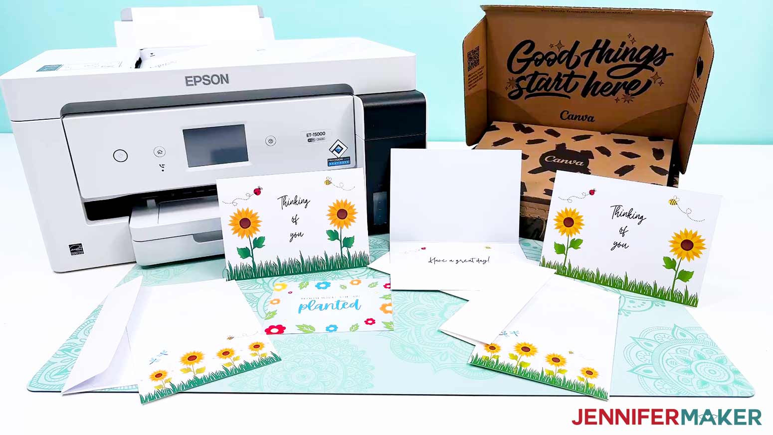 Final cards made with Canva displayed.