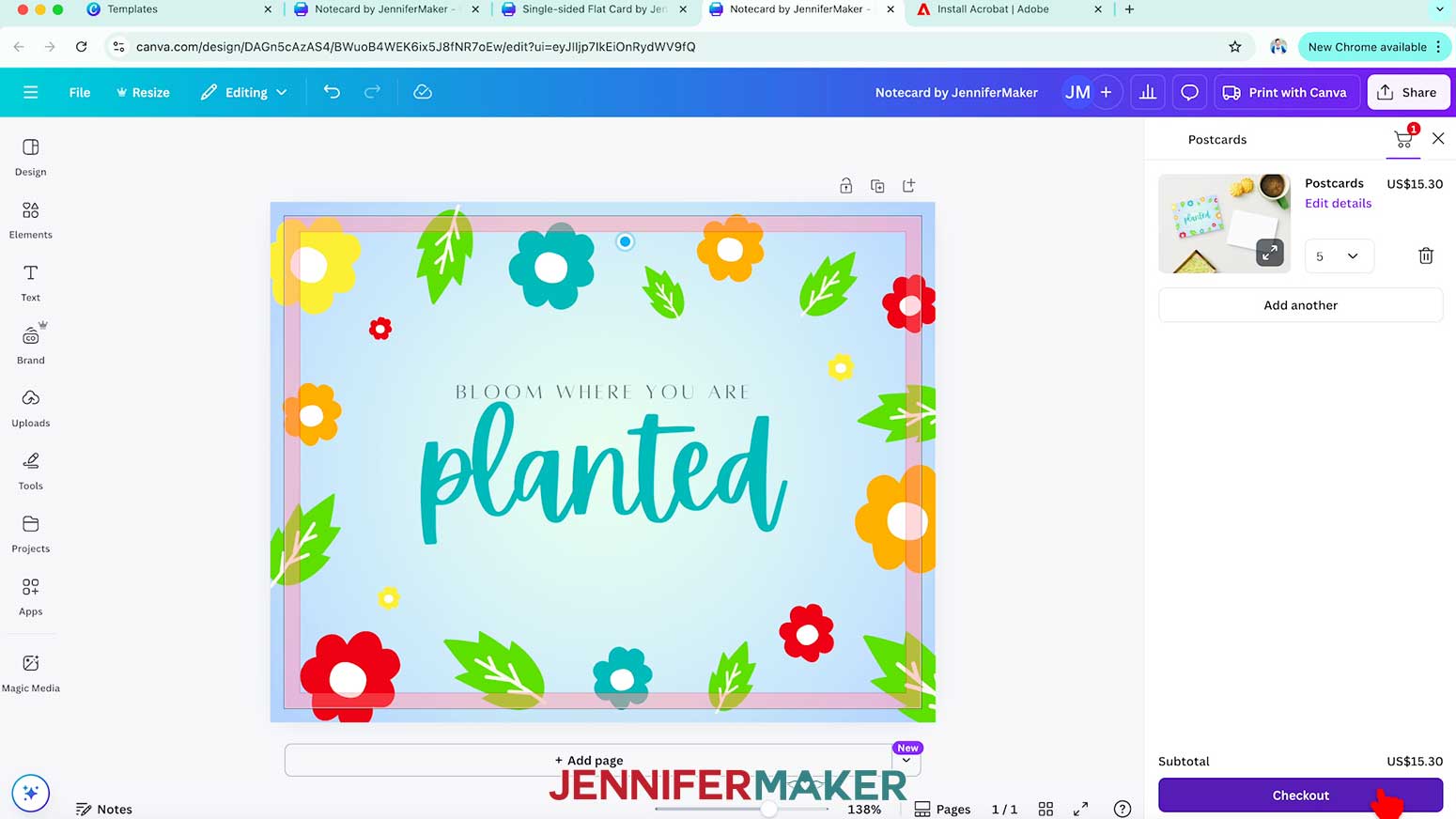 Click the "Checkout" button to place the Print with Canva order.