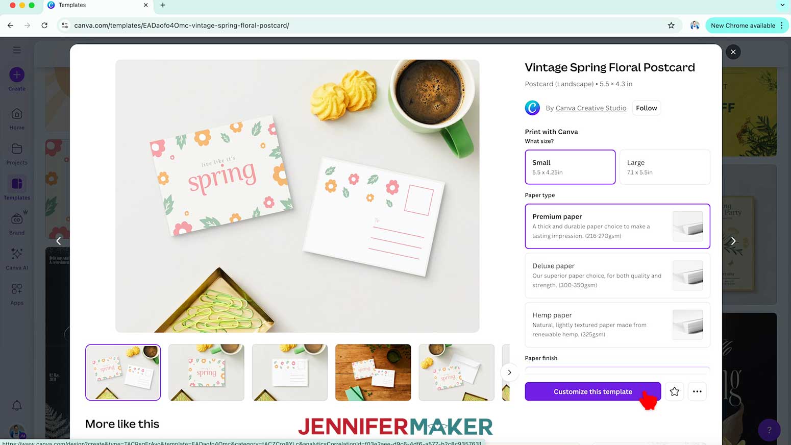 In the template preview, click on "Customize this template."