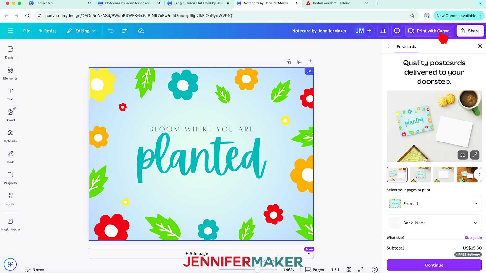 Select the "Print with Canva" button at the top of the screen.